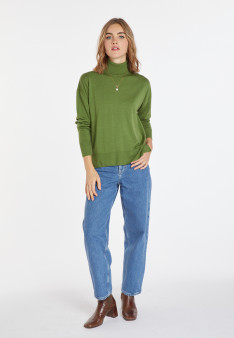 Geschlitzter Rollkragenpullover aus Merinowolle - Amy