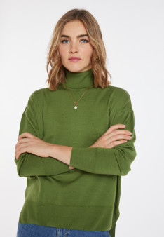 Geschlitzter Rollkragenpullover aus Merinowolle - Amy