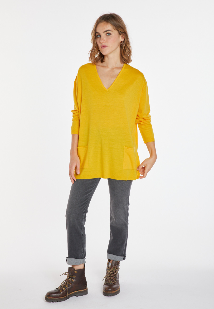 Lockerer Pullover mit Taschen aus Merinowolle - Albertine