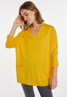 Lockerer Pullover mit Taschen aus Merinowolle - Albertine