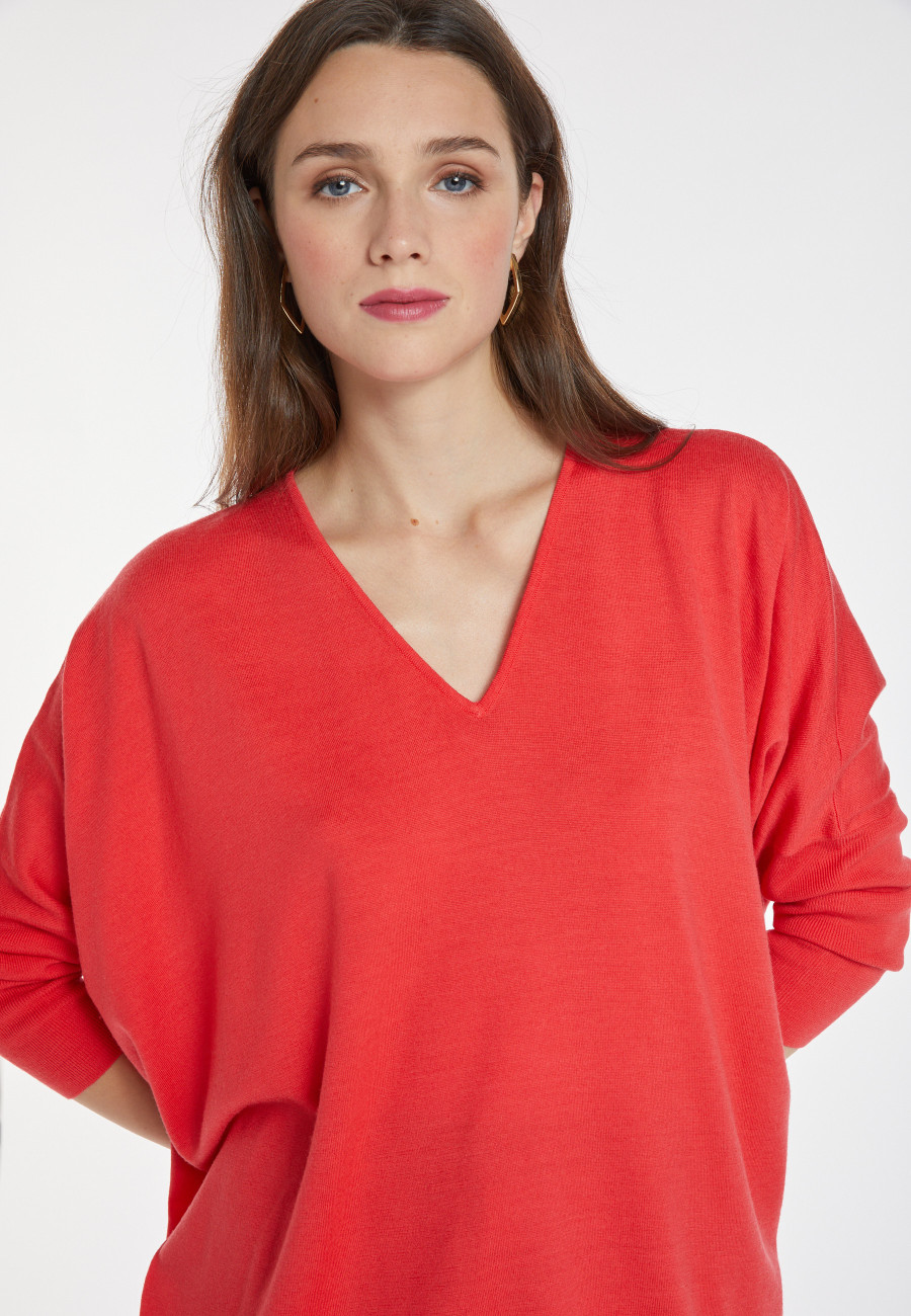 Pullover mit Fledermausärmeln aus Merinowolle - Boxe