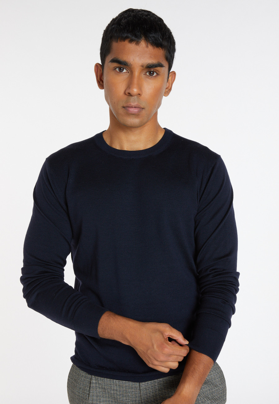 Pullover mit Rundhalsausschnitt und Logo aus Merinowolle - Eddie