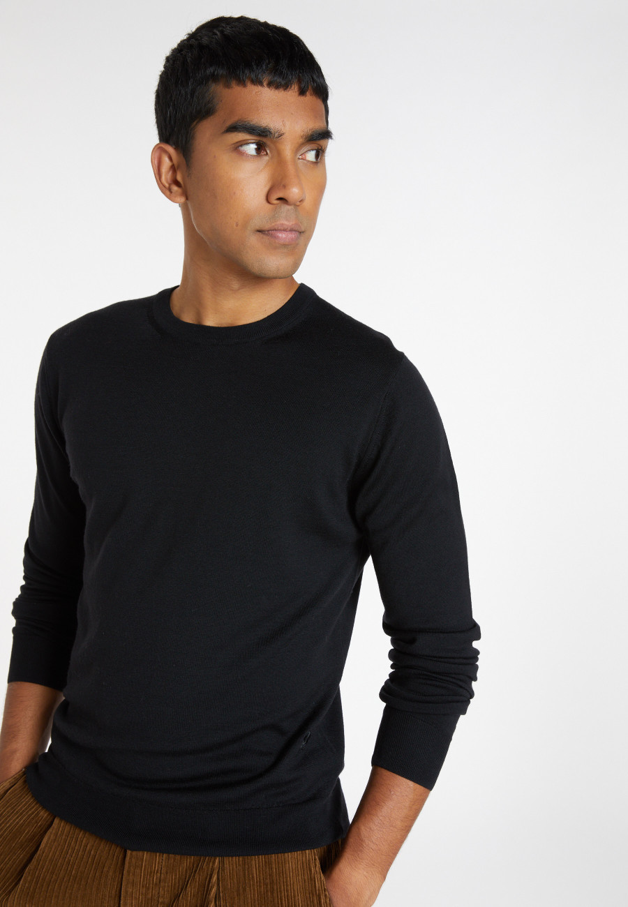 Pullover mit Rundhalsausschnitt und Logo aus Merinowolle - Eddie