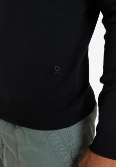 Pullover mit V-Ausschnitt und Logo aus Merinowolle - Elmo