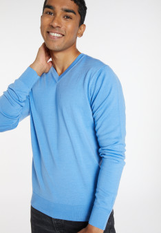 Pullover mit V-Ausschnitt und Logo aus Merinowolle - Elmo