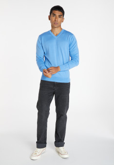 Pullover mit V-Ausschnitt und Logo aus Merinowolle - Elmo