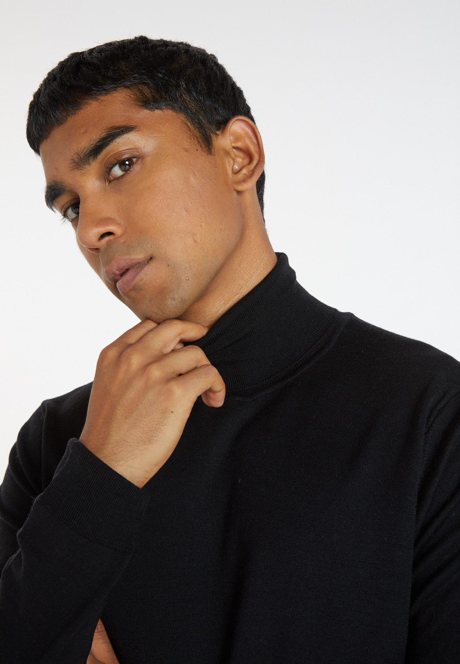 Rollkragenpullover mit Logo aus Merinowolle - Enzo