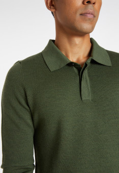 Langärmeliges Poloshirt aus Merinowolle - Sidney