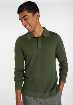 Langärmeliges Poloshirt aus Merinowolle - Sidney