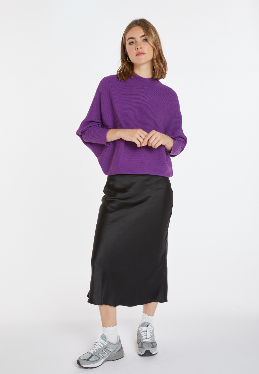 Weit geschnittener Pullover mit Stehkragen aus Wollgemisch - Caly