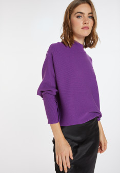 Weit geschnittener Pullover mit Stehkragen aus Wollgemisch - Caly