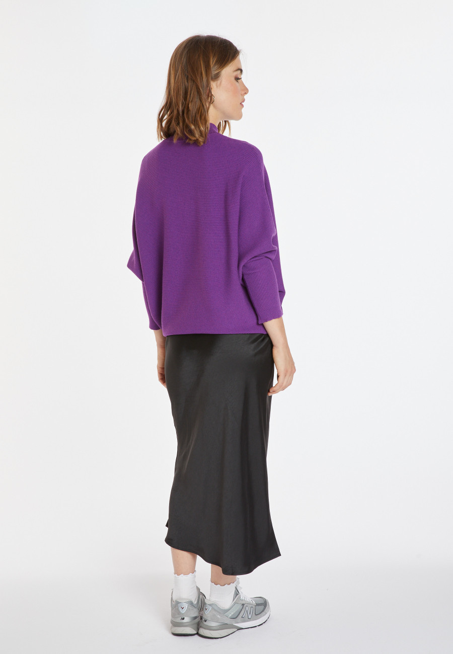 Weit geschnittener Pullover mit Stehkragen aus Wollgemisch - Caly