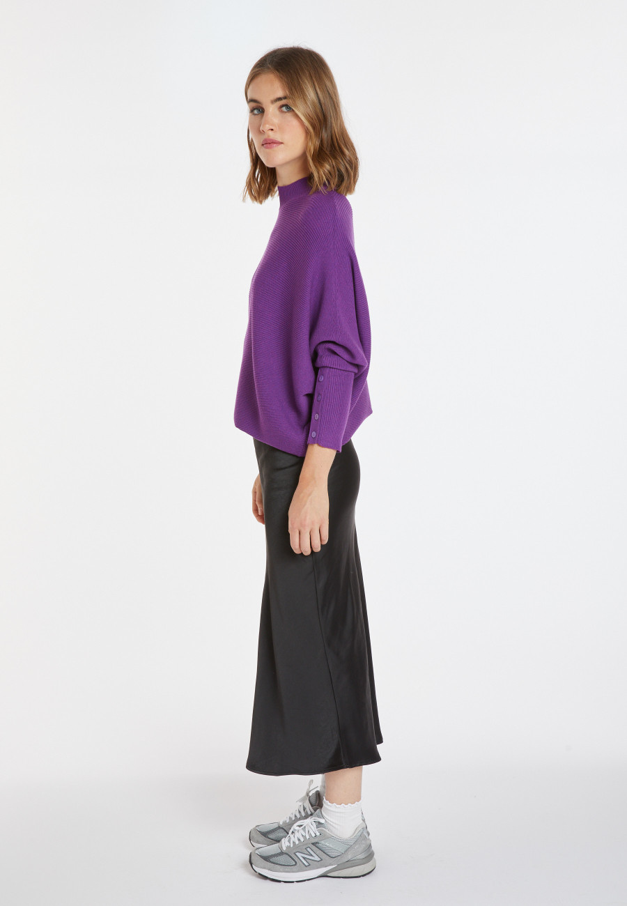 Weit geschnittener Pullover mit Stehkragen aus Wollgemisch - Caly