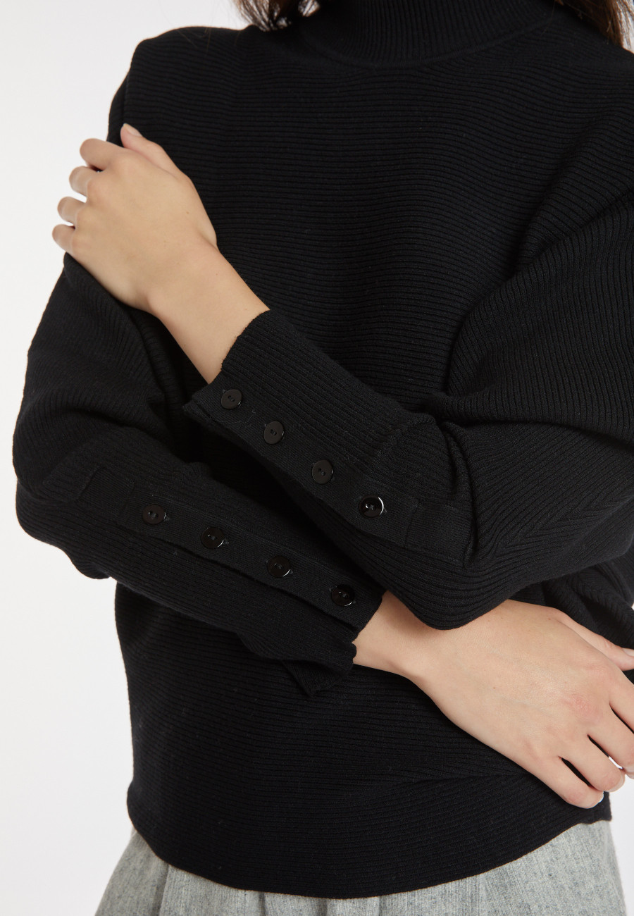 Weit geschnittener Pullover mit Stehkragen aus Wollgemisch - Caly