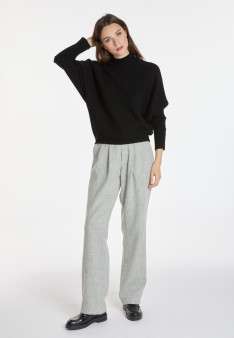Weit geschnittener Pullover mit Stehkragen aus Wollgemisch - Caly