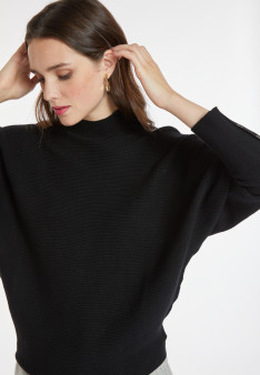 Weit geschnittener Pullover mit Stehkragen aus Wollgemisch - Caly