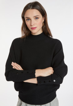 Weit geschnittener Pullover mit Stehkragen aus Wollgemisch - Caly