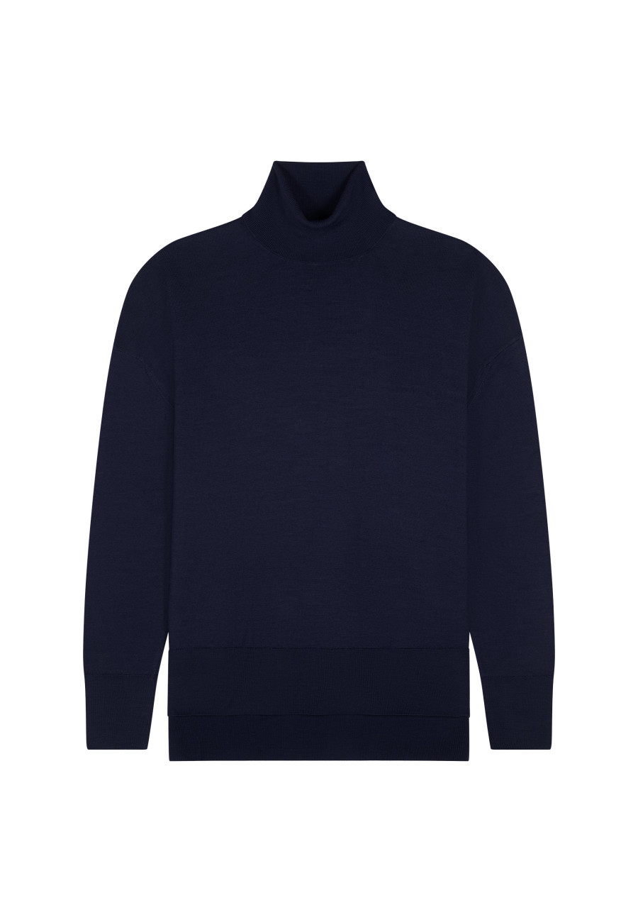 Geschlitzter Rollkragenpullover aus Merinowolle - Amy