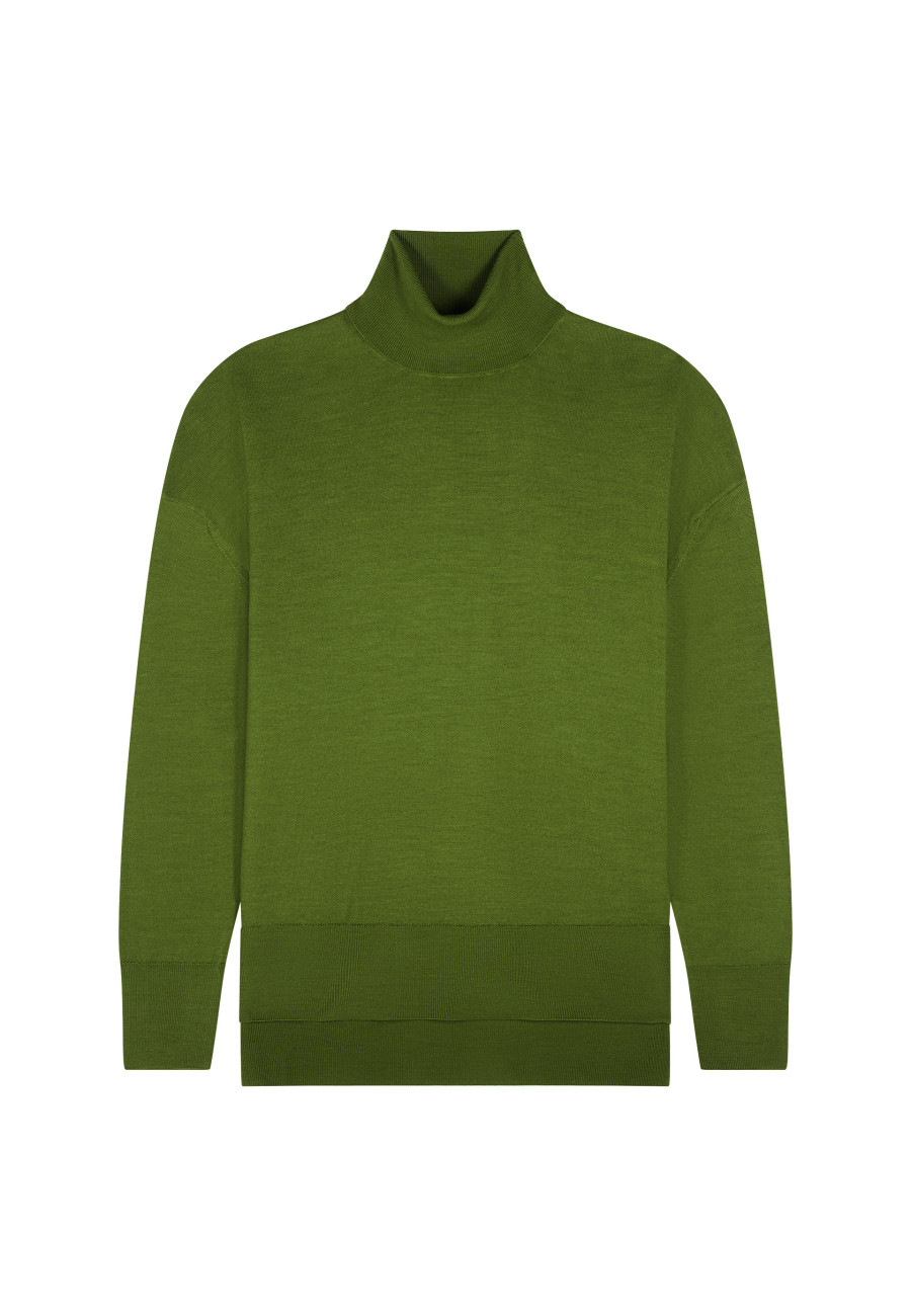 Geschlitzter Rollkragenpullover aus Merinowolle - Amy