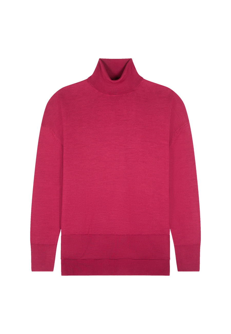Geschlitzter Rollkragenpullover aus Merinowolle - Amy