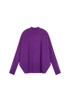 Weit geschnittener Pullover mit Stehkragen aus Wollgemisch - Caly