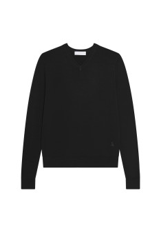 Pullover mit V-Ausschnitt und Logo aus Merinowolle - Elmo