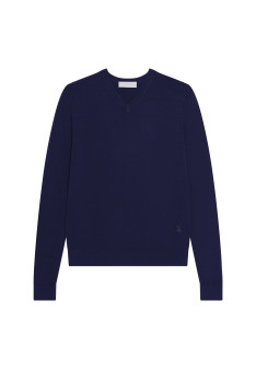 Pullover mit V-Ausschnitt und Logo aus Merinowolle - Elmo