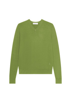 Pullover mit V-Ausschnitt und Logo aus Merinowolle - Elmo