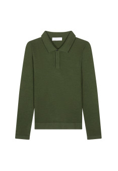 Langärmeliges Poloshirt aus Merinowolle - Sidney