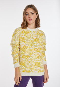 Pull graphique en laine et cachemire - Swann