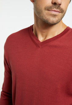 Pullover mit V-Ausschnitt und Logo aus Merinowolle - Elmo