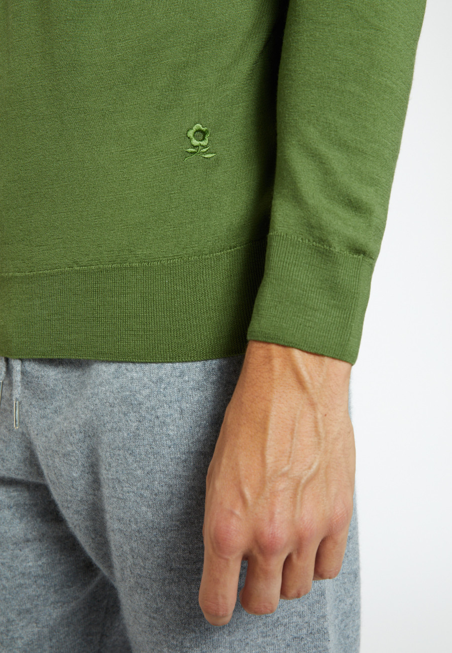 Pullover mit Rundhalsausschnitt und Logo aus Merinowolle - Eddie