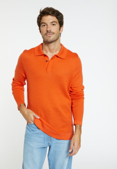 Langärmeliges Poloshirt aus Merinowolle - Sidney