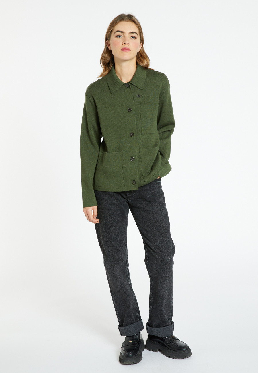 Jacke mit Knöpfen und Taschen aus Merinowolle - Coline