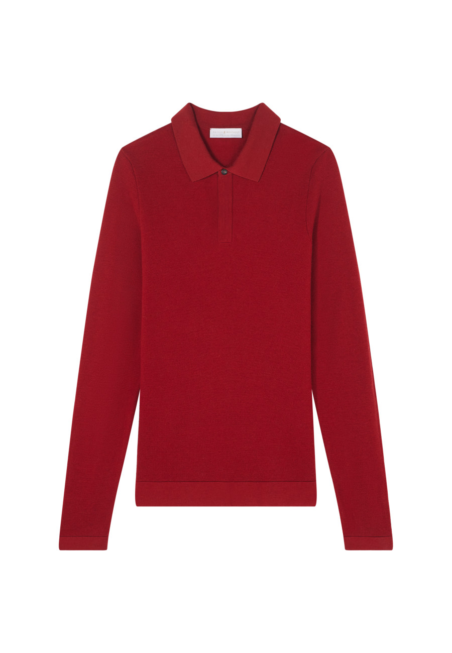 Langärmeliges Poloshirt aus Merinowolle - Sidney