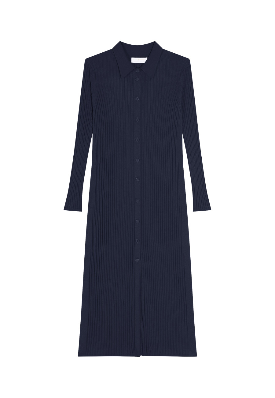 Long slit dress in wool blend - Caroline