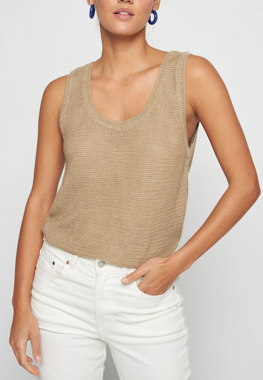 Tanktop mit Rundhalsausschnitt aus Leinen - Tina