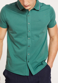 BACCARAT CHEMISE EN  JERSEY UNI ET BORD BICOLORE