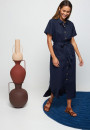 Kurzärmliges Hemdblusenkleid aus Leinen - Tori