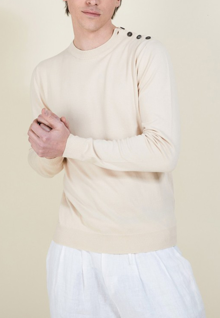 BONZE PULL COL ROND COTON NATUREL
