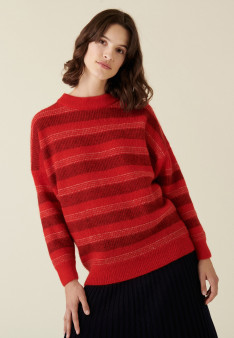 Pull col rond à rayures en mohair - Charlie