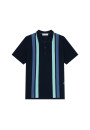Poloshirt mit 4 vertikalen Streifen aus Fil Lumière – Ilann