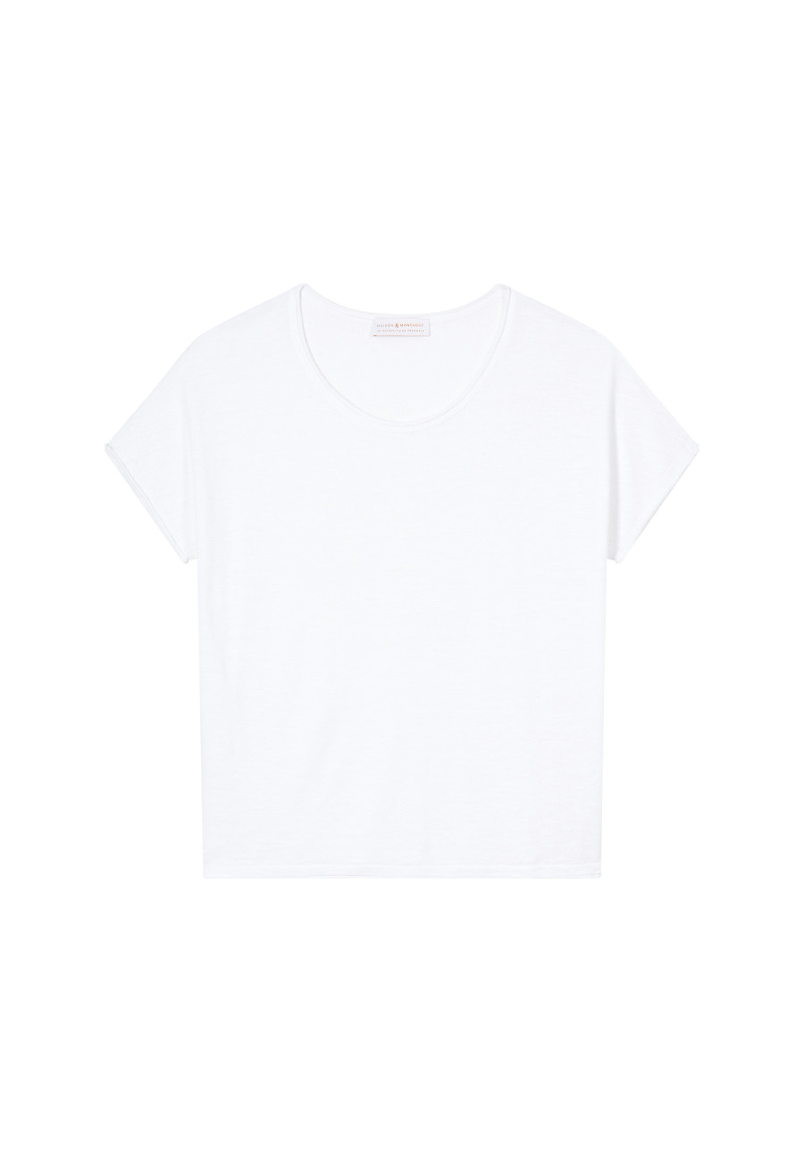 Rundhals-T-Shirt aus geflammtem Leinen – Loli