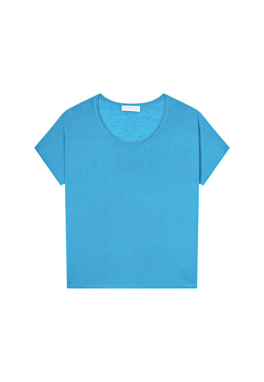 Rundhals-T-Shirt aus geflammtem Leinen – Loli