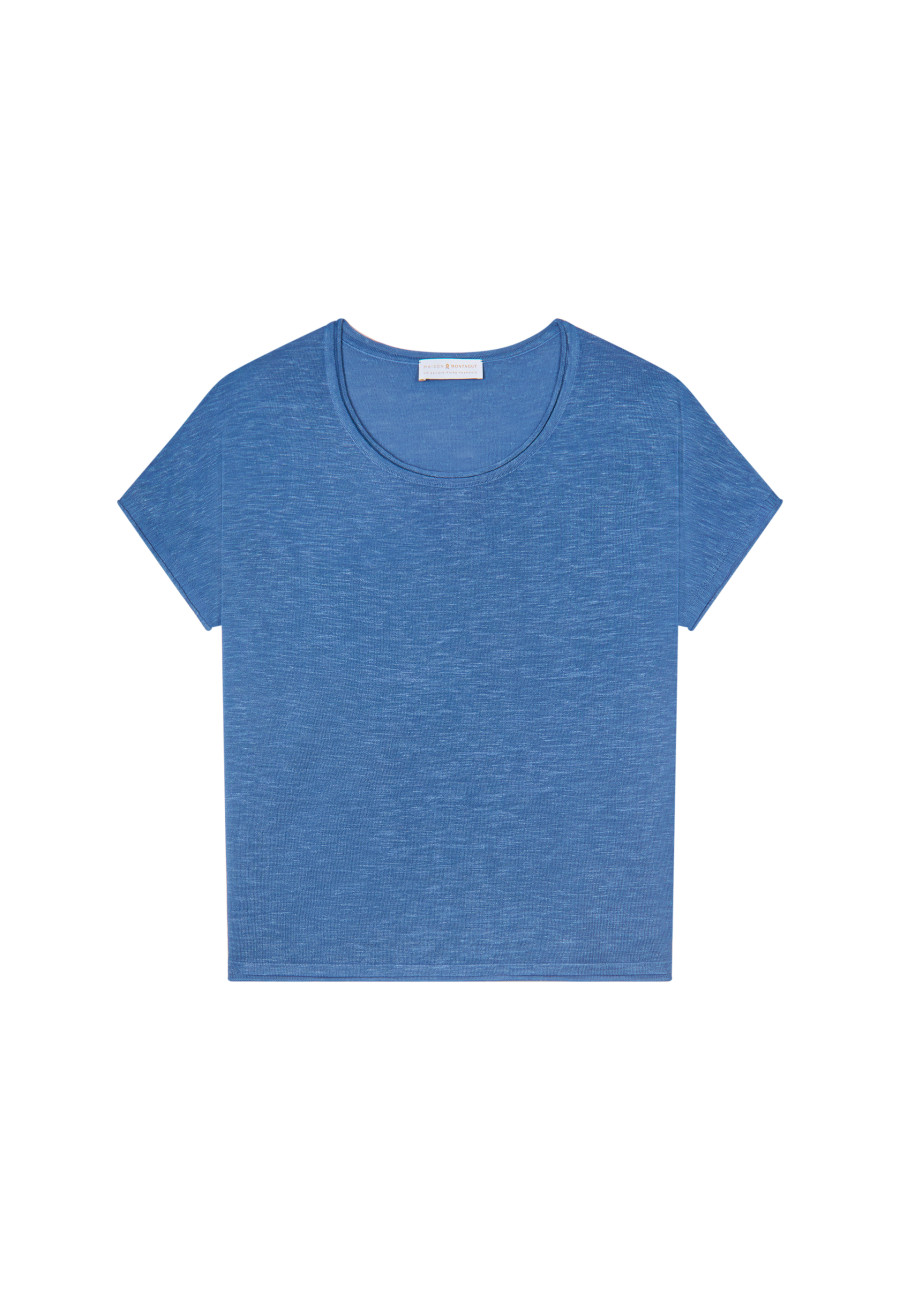 Rundhals-T-Shirt aus geflammtem Leinen – Loli