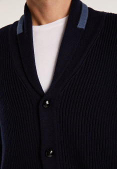 Cardigan bicolore boutonné en laine - Loveo