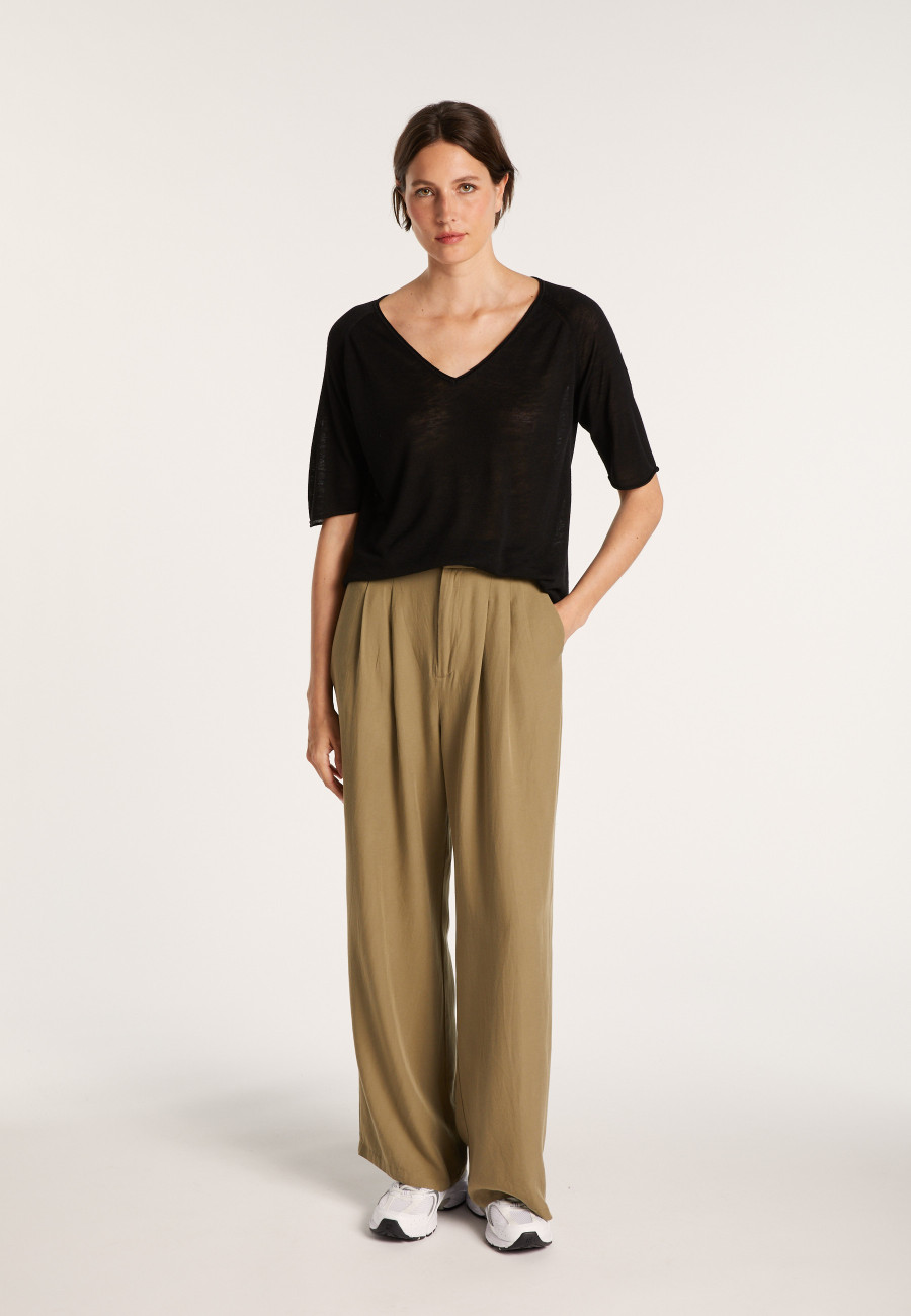 T-shirt manches coudes en lin flammé - Bonbon