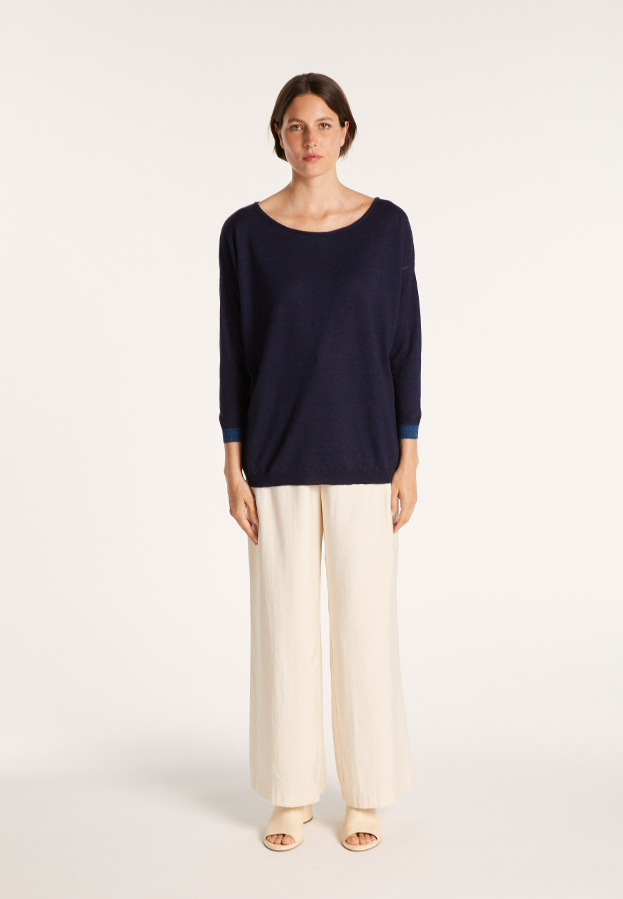 Pull col large en cachemire et lin - Jacotte Pull col large en cachemire et lin - Jacotte