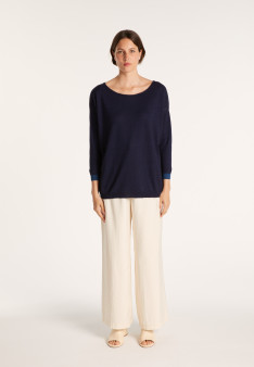 Pull col large en cachemire et lin - Jacotte