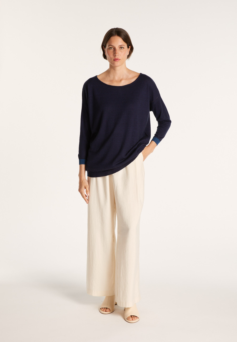 Pull col large en cachemire et lin - Jacotte Pull col large en cachemire et lin - Jacotte